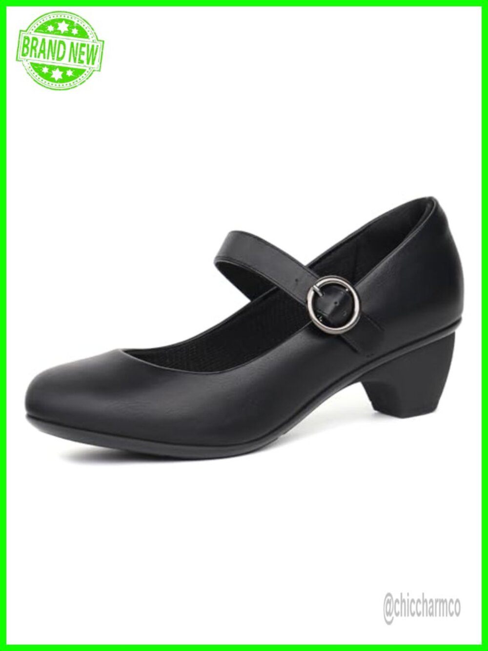 Women's Mary Jane Pumps Chunky Heel Dress Shoes Faux Leather Casual Work